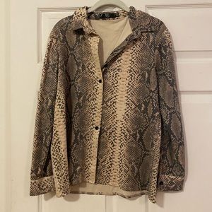 Fun glossy snake skin button down